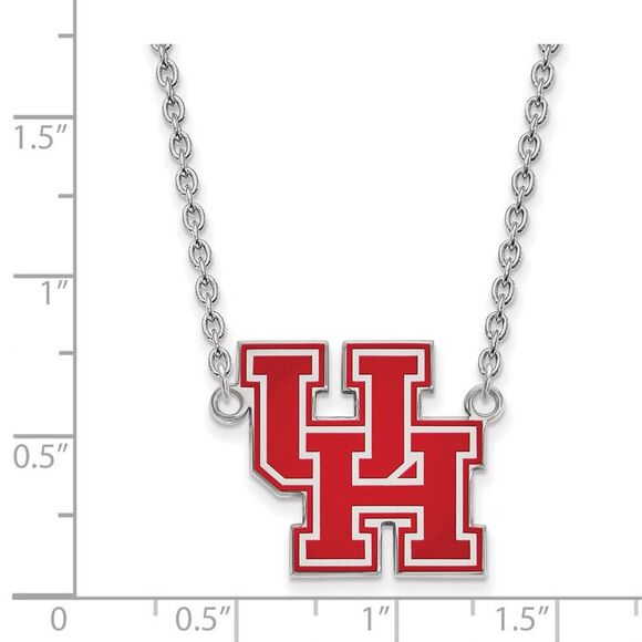 Sterling Silver U of Houston Large Enamel Pendant Necklace - Picture 2 of 4